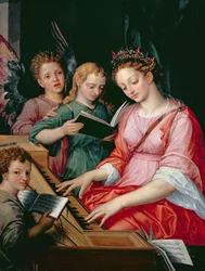 Sainte Cécile accompagnée de trois anges